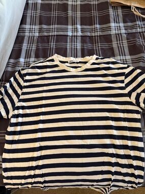 Zara Navy & White Horizontal Stripe Tee